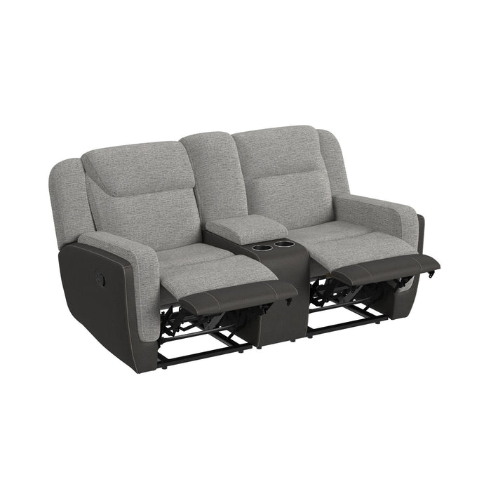 Hornet Motion Loveseat with Console in Rancho Grey
