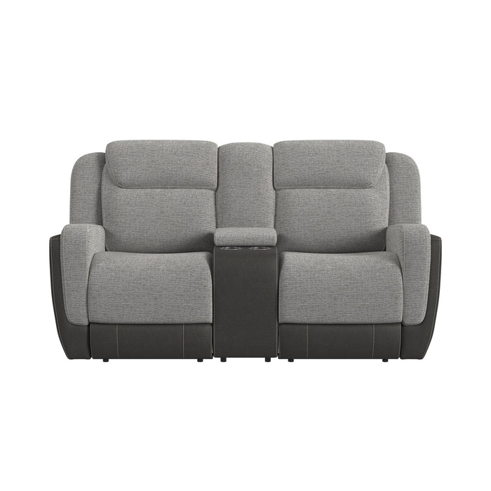 Hornet Motion Loveseat with Console in Rancho Grey