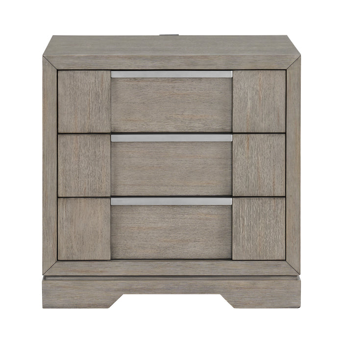 Kelis 3-Drawer Nightstand with USB in Grey