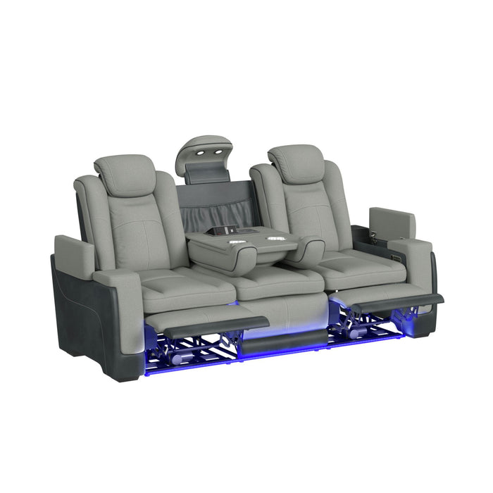 Lantana Power Motion Sofa with Power Headrest, Led, DDT, reading light and PWS in Rocky Cement/Charcoal