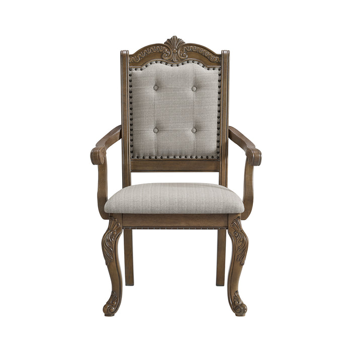 Madison Park Dining Arm Chair with Beige Fabric in Walnut (2 Per Carton)