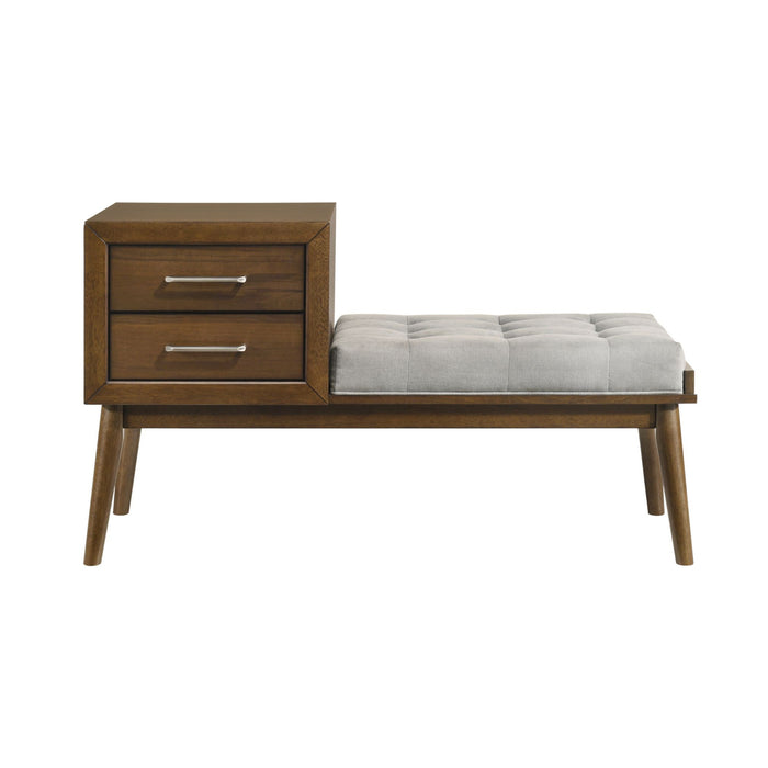 Malibu Bench with Grey Fabric in Walnut