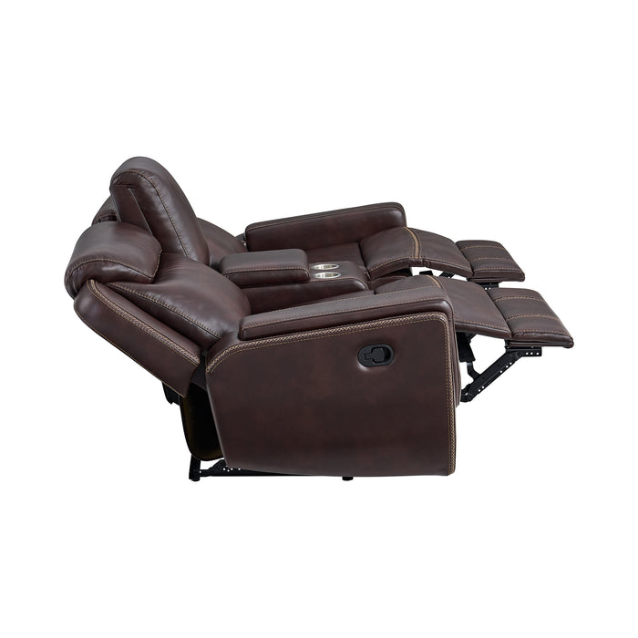 Panther Motion Loveseat with Console in Neono Brown