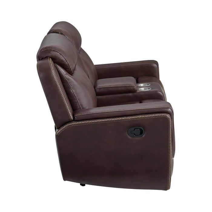 Panther Motion Loveseat with Console in Neono Brown