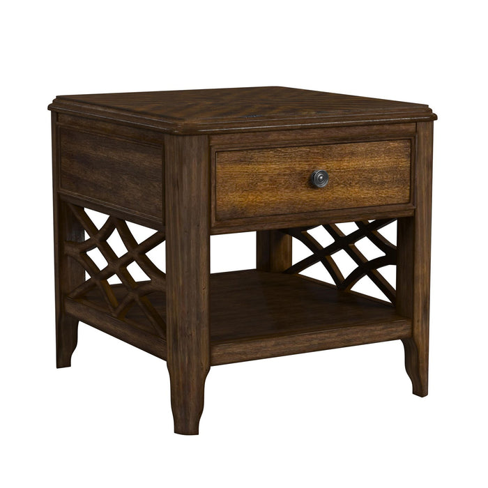 Phillipe 3PC Occasional Table Set in Cherry-Coffee Table & Two End Table