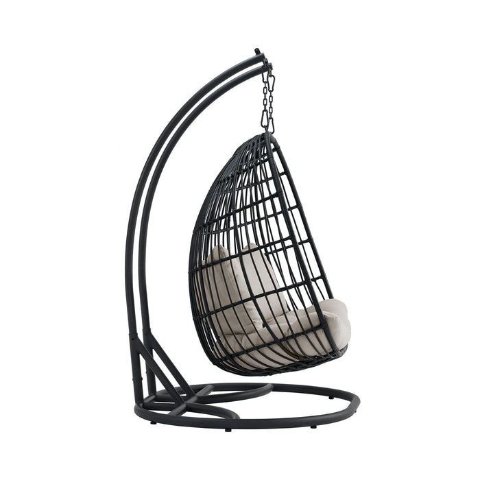 Playa Double Swing Egg Chair Complete - Dark Grey and Olefin Beige