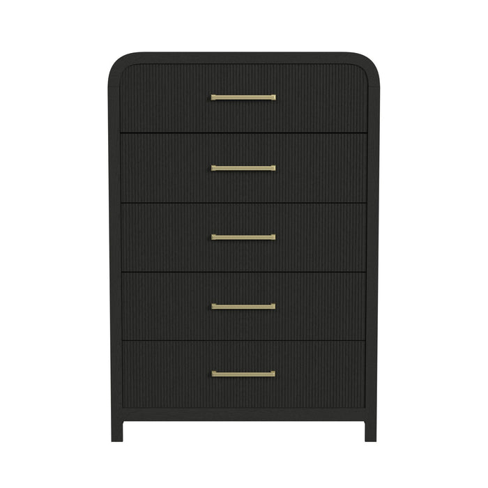 Ridgemont 5-Drawer Chest in Black with Grain
