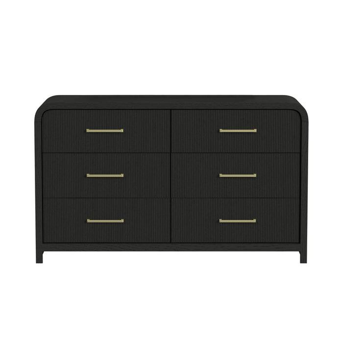 Ridgemont 6-Drawer Dresser in Black with Grain
