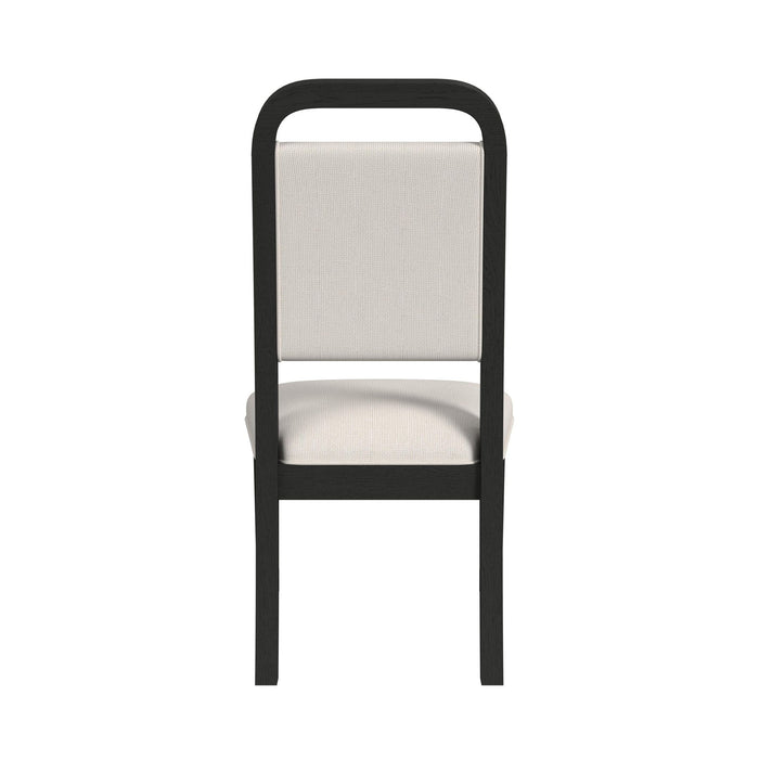 Ridgemont Standard Height Dining Set in Black with Grain-Table and Four Grey Fabric Chairs