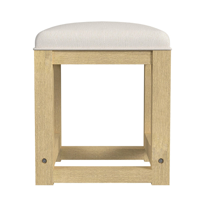 Ridgemont Dressing Stool with White Fabric in Natural