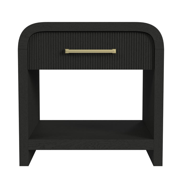 Ridgemont End Table with USB in Black with Grain