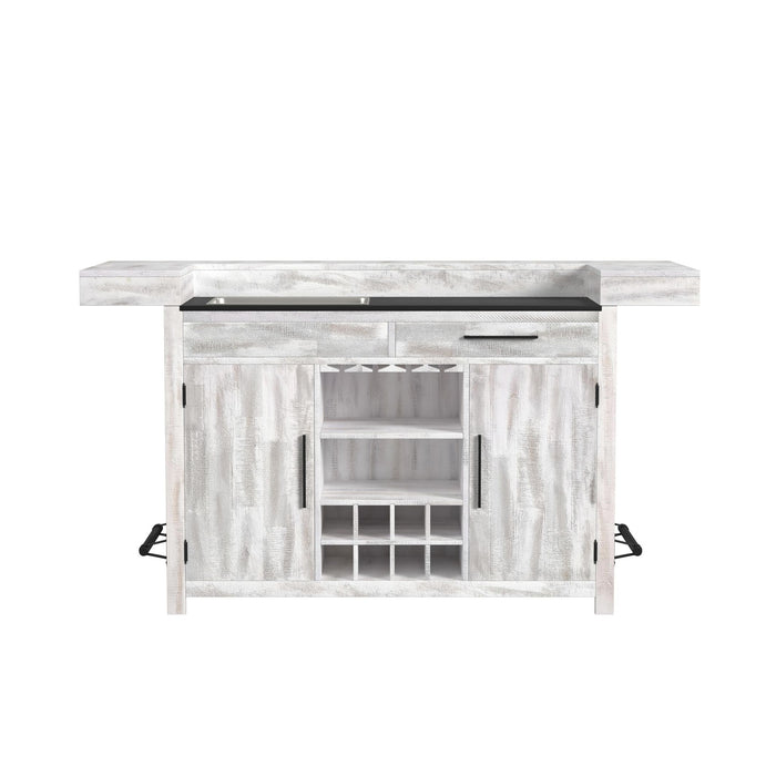 Rogen Rustic Bar Table with Ice Tray, USB and Power in Rustic White
