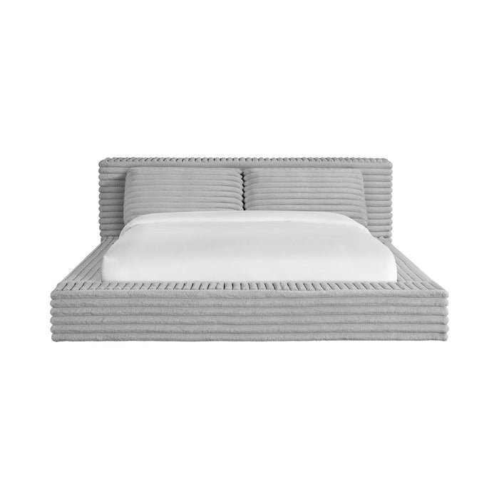 Rosebery UPH Bed with 2 Pillows in Light Grey Corduroy