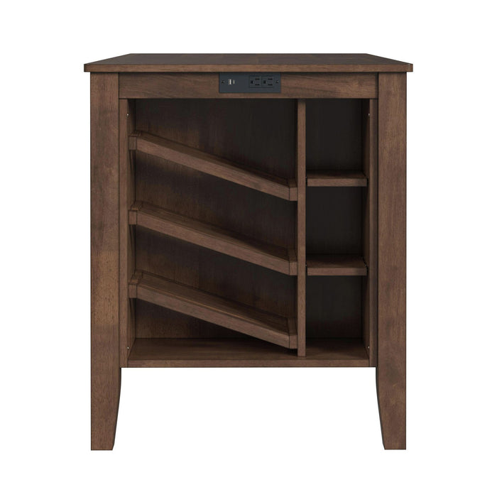 Santa Barbara Kitchen Island & 2 Counter Stools with Dark Grey Fabric in Walnut