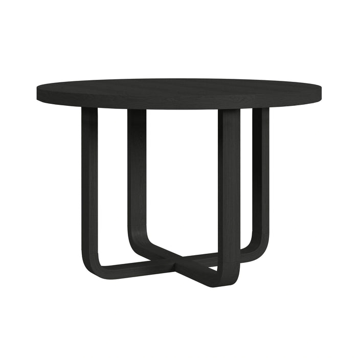 Ridgemont Standard Height Dining Set in Black with Grain-Table and Four Grey Fabric Chairs