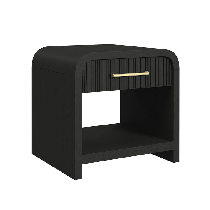 Ridgemont 2PC Occasional Table Set in Black with Grain-Coffee Table & End Table