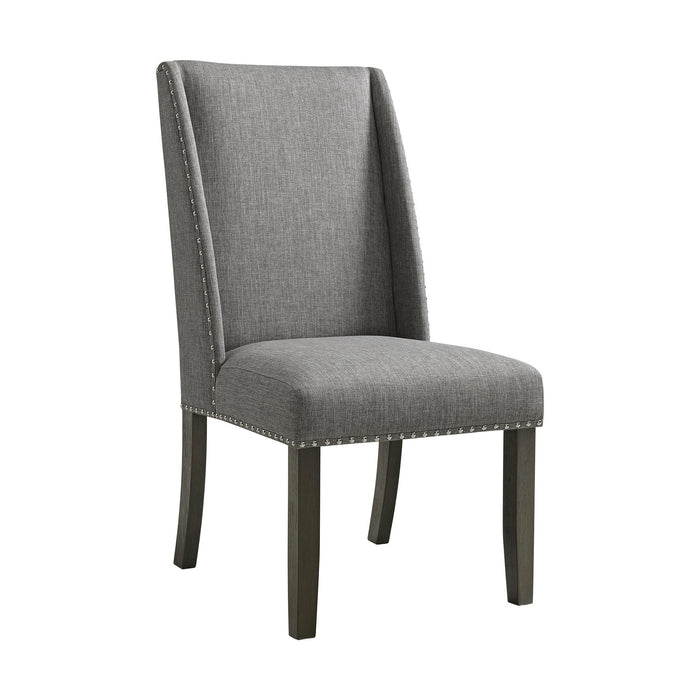 Everdeen Side Chair w/ Grey Fabric and Nail Heads in Charcoal (2 Per Carton)