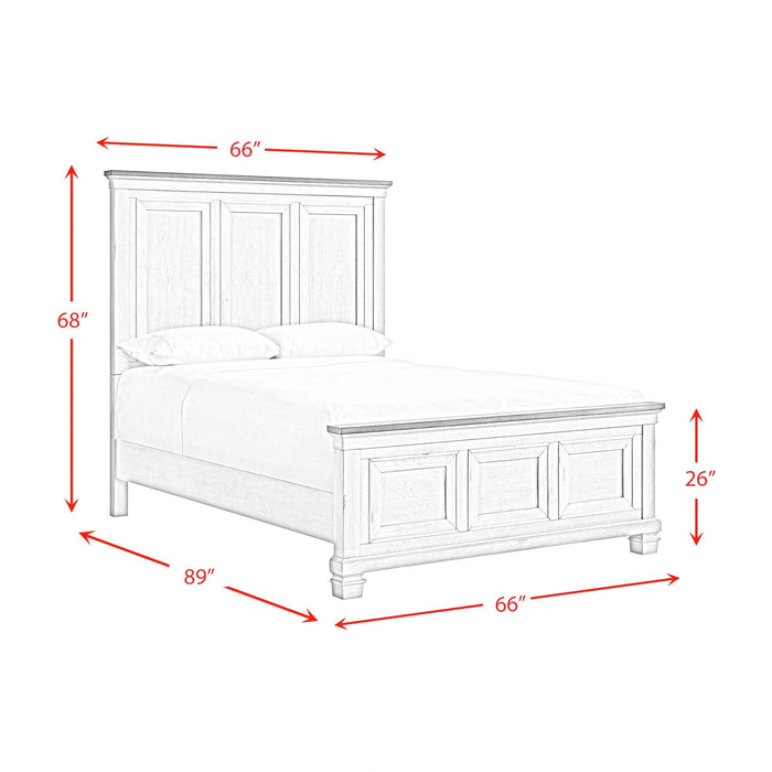 Farmington Panel Bed in Medium Brown and Washed Stone