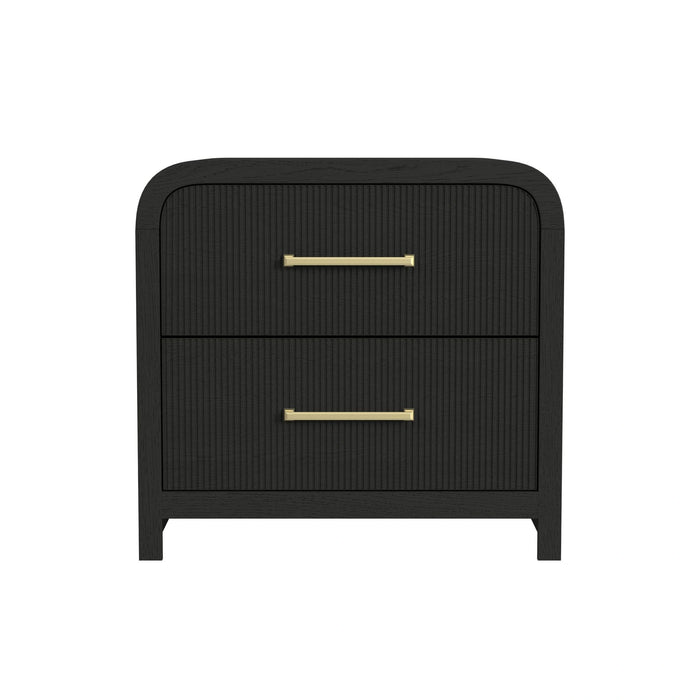 Ridgemont 2-Drawer Nightstand with USB in Black with Grain