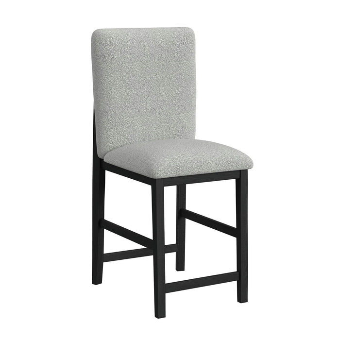 Portland Square Back Barstool with Grey Fabric in Black (2 Per Carton)