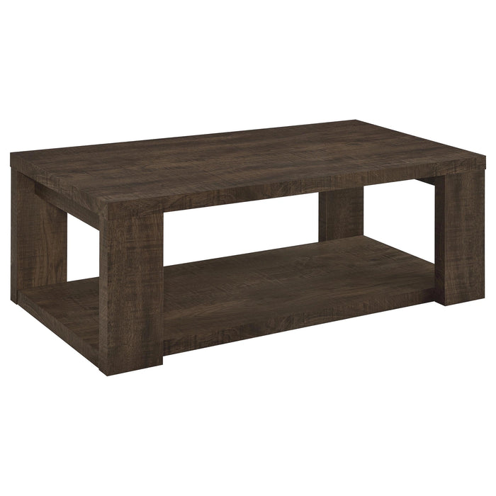 Pavone Open-Shelf Coffee and End Table Set - Dark Rustic Mango 2-Piece Set