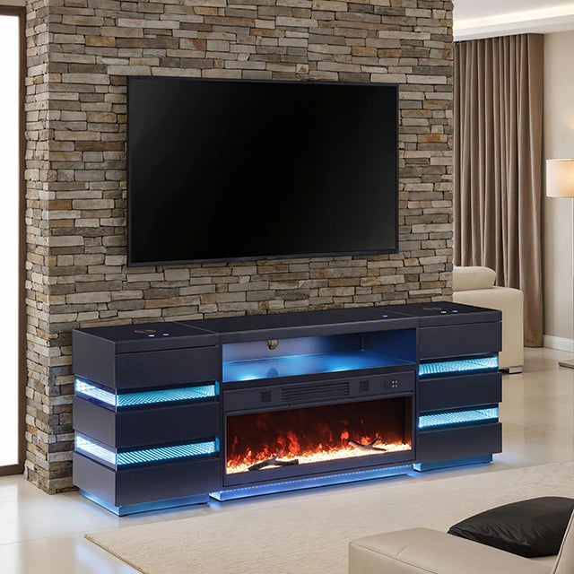 Terni TV Stand w/ Fireplace & 2 Side Tables