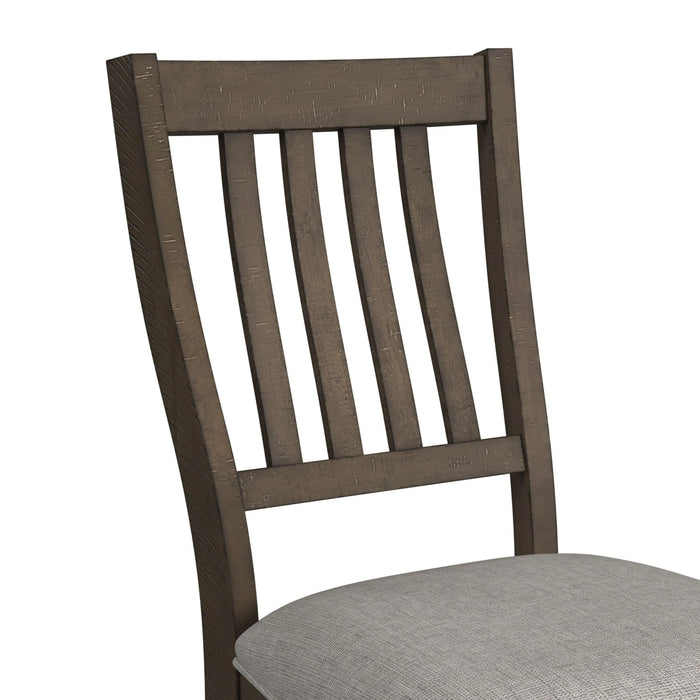 Yellowstone Dining Side Chair with Grey Fabric in Medium Brown (2 Per Carton)