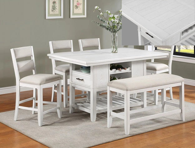 Crown Mark Furniture Wendy Counter Height Bench in White image