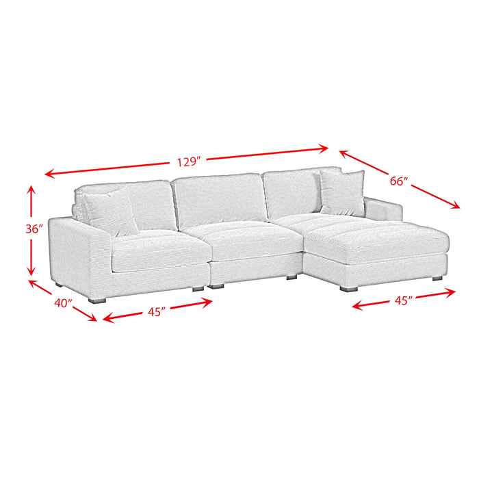 Arizona 3PC Sectional Set with RHF Chaise in Steno Black