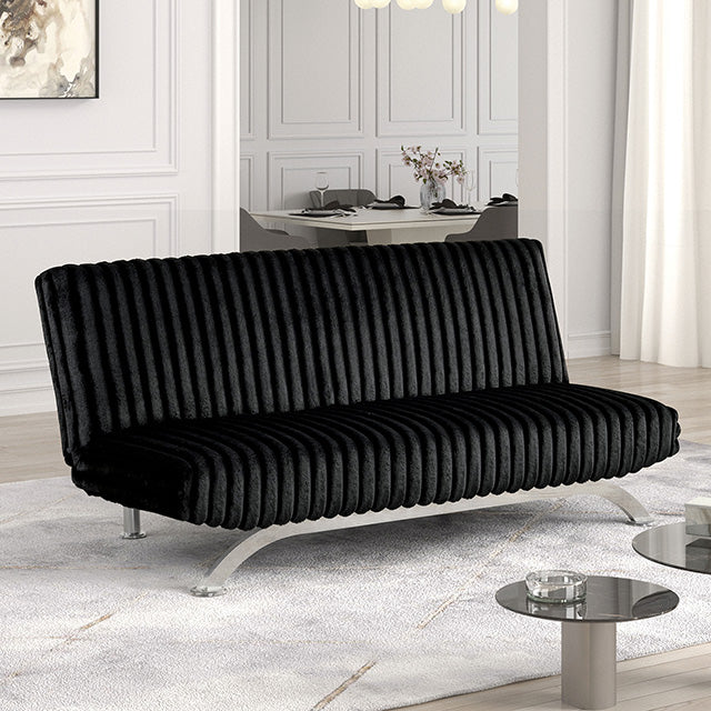 Villeneuve Futon Sofa Bed Black, Pink, & Grey